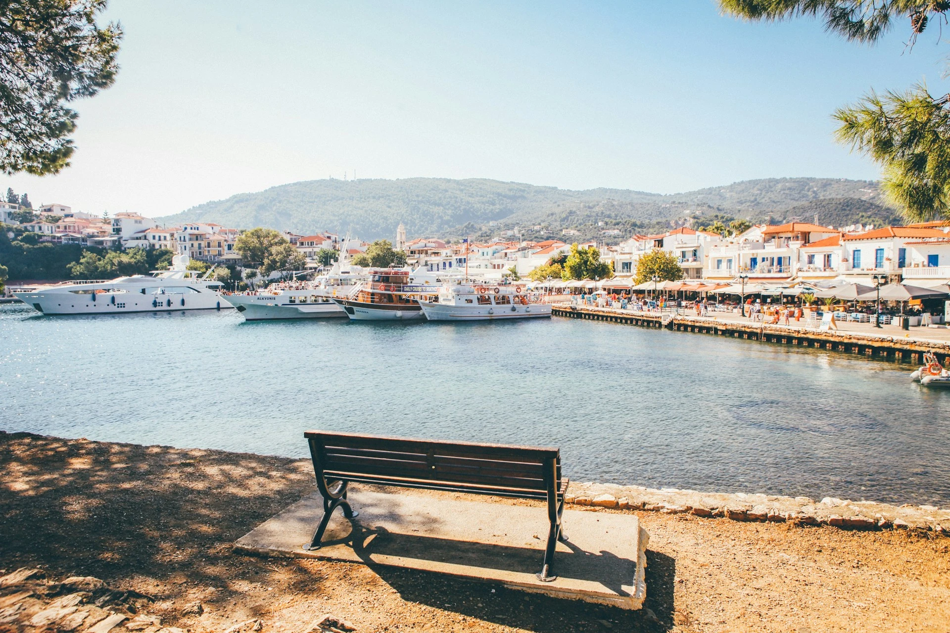 Skiathos old port view at bourtzi